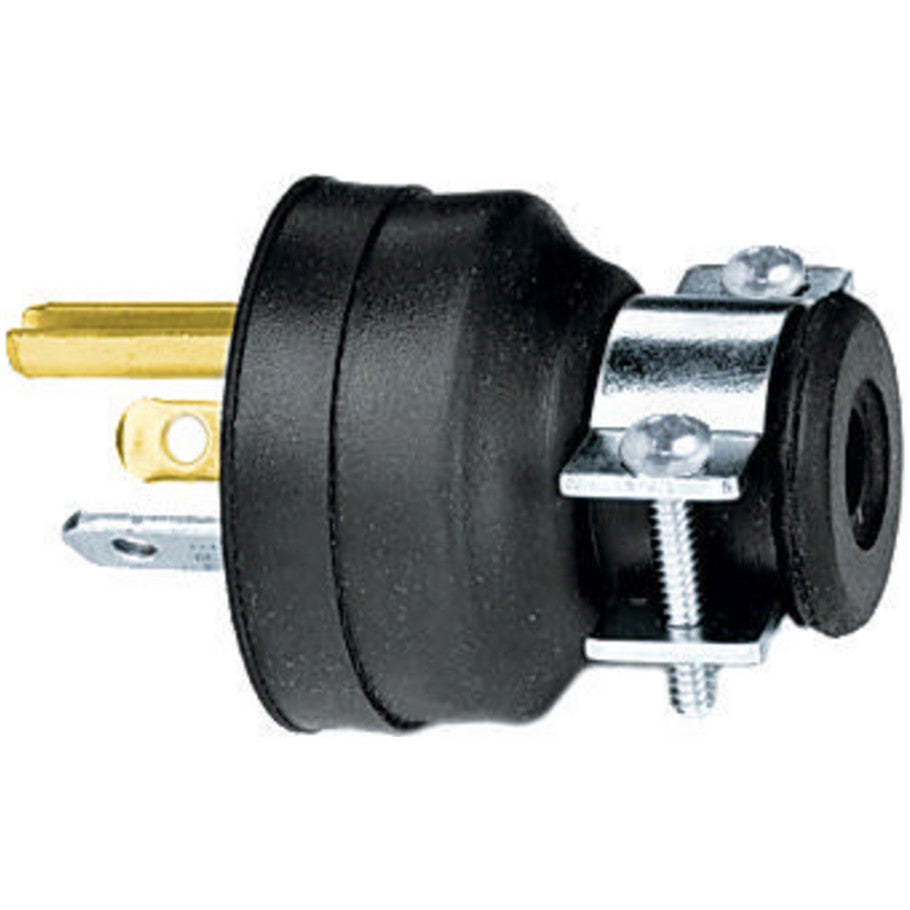 2-Pole 3-Wire Grounding, 15A 277V, 7-15P, Black Neoprene, Slotted Screws, 1.63 x 1.5 x 1.5 in.