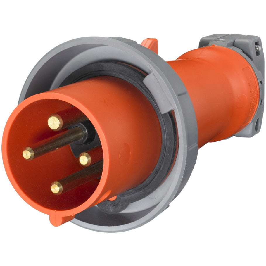 Pin and Sleeve Plug, Watertight, 60A 125/250V, 3P4W, IEC, Orange