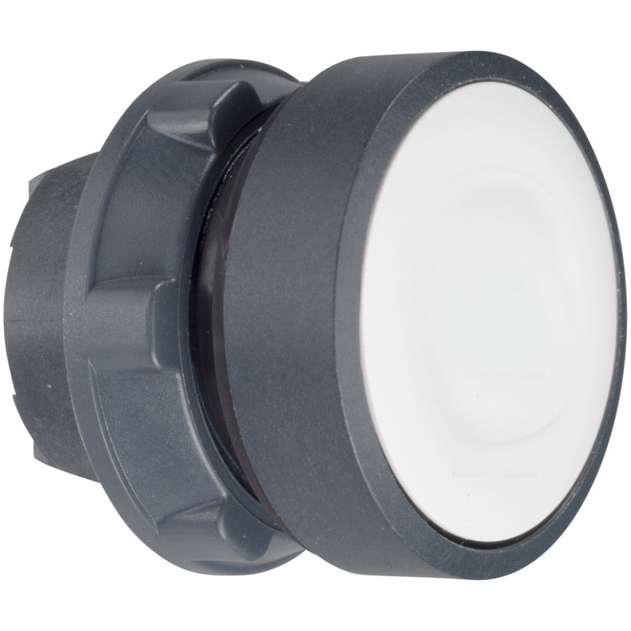 Head for illuminated push button, Harmony XB5, plastic, flush, white, 22mm, spring return, plain lens for BA9s bulb