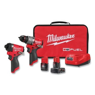 M12 FUEL 2-Tool Combo Kit, 18V, 1/2 in Hammer Drill/Driver, 1/4 in Hex Impact Driver, (2) Batteries, Charger