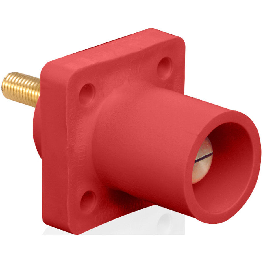 Male Receptacle, 90-Degree,  2 - 4/0 AWG, 1.125” L Threaded Stud Termination, Red