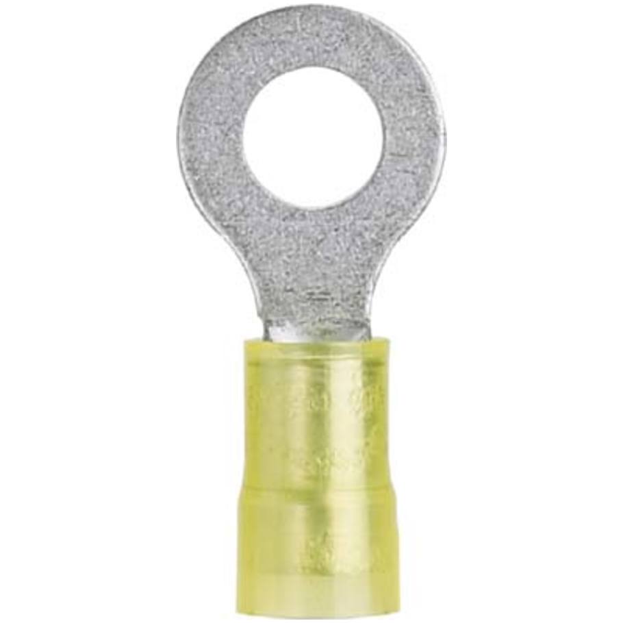 Pan-Term PN10-14R-D Ring Terminal, Yellow, Nylon, 10-12 AWG, 1/4" Stud, PK500