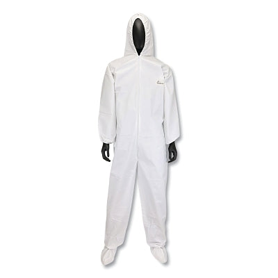 Posi-Wear BA Microporous Disposable Coveralls with Hood and Boot, White, Medium