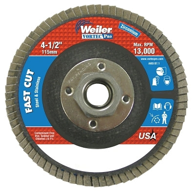 4-1/2" Abrasive Flap Disc, Flat, Phenolic Backing, 4 oz