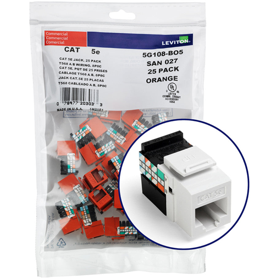 GigaMax Cat 5e QuickPort Connector Quickpack, White 25 Pack