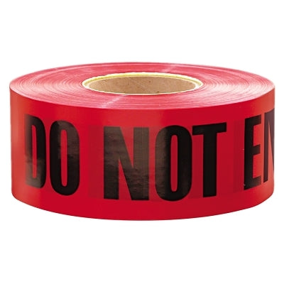 Safety Barricade Tape, 3 in x 1,000 ft, Danger Do Not Enter, Red