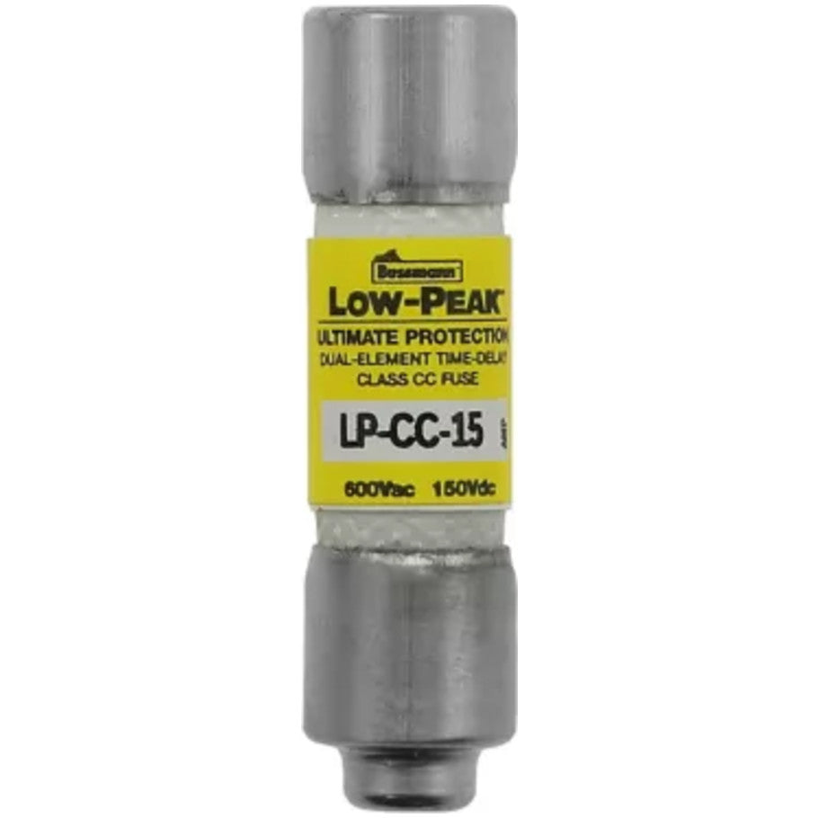 Low-Peak LP-CC Series Class CC Time Delay Fuse, Rejection, Current-Limiting, 15A, 600Vac/150Vdc, 13/32 x 1-1/2 in.