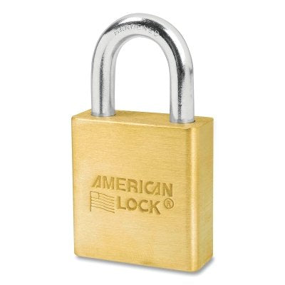Solid Brass Padlock, 5/16 in dia, 1-1/8 in L, 3/4 in W, Keyed Alike, Keyed - 43222