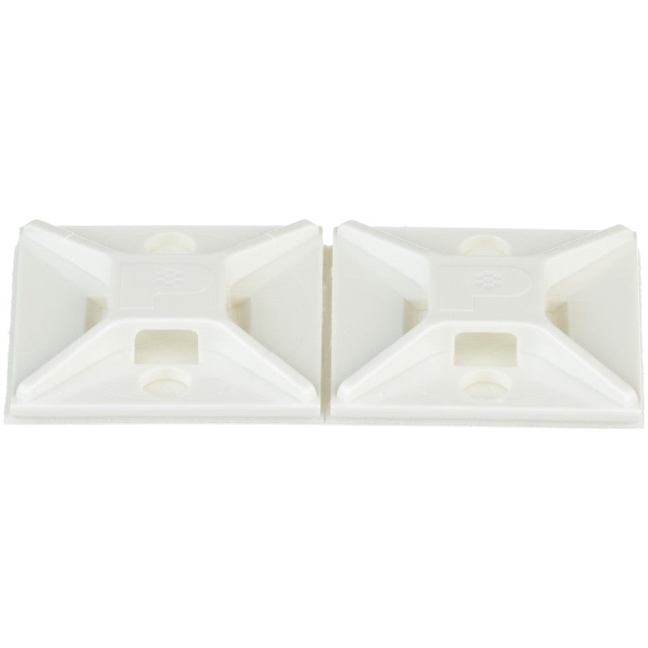 ABS Cable Tie Mount With Rubber Adhesive, 4-Way, 1.00 L x 1.00 in. W, White, Pack of 100