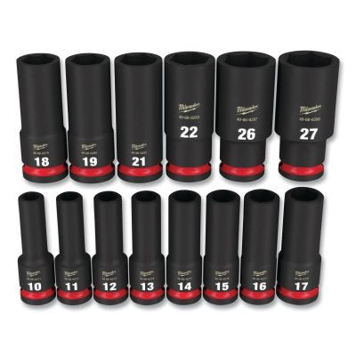 Shockwave Impact Duty 6-Point Socket Set, 1/2 in, Metric Deep, 14-Pc