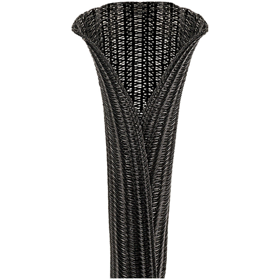 Pan-Wrap SE75PS-CR0 Split Sleeving, Black, PET, 0.75" Nom Dia., 100', PK1
