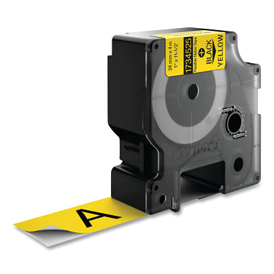 Industrial Rhino Flexible Nylon Label Cartridge, 1 in W x 11.5 ft L, Black Print on Yellow Background