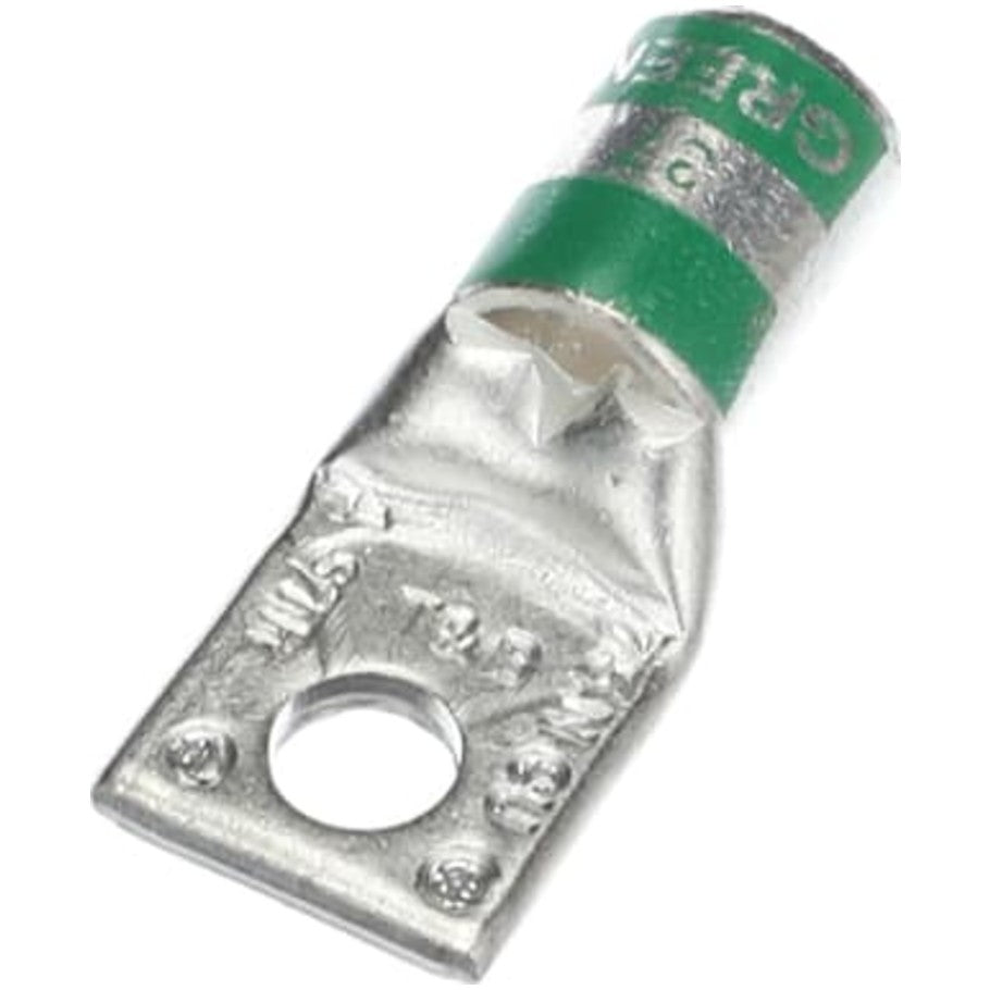 1-Hole Straight Standard Barrel Lug, 1 AWG, Green, 1-1/2 in.
