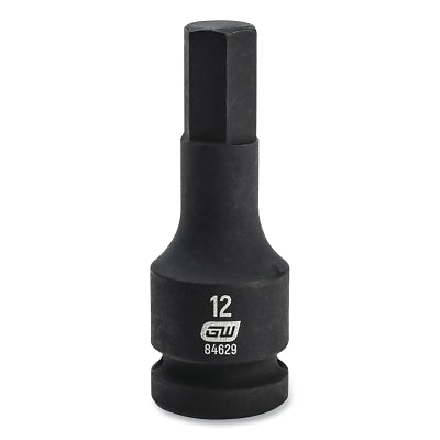 Impact Socket, 1/2 in Drive Size, 12 mm Opening Size, 6-point, Standard Length, Hex Bit