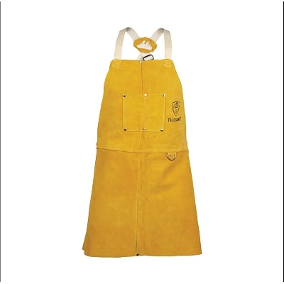 Side Split Cowhide Apron, 5320 Bench, 2-Chest Pockets, Cotton X-Back Straps, 24 in W x 28 in L, 30 in W Flare, Bourbon Brown