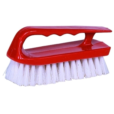 Hand Scrub Brush, 6 in Plastic Block, 1 1/8 in Trim L, White Polypropylene Fill