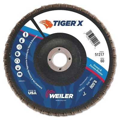 Tiger X Flap Disc, 7 in Angled, 60 Grit, 7/8 in Arbor