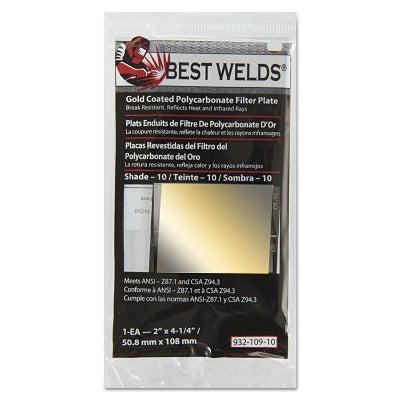 Gold Coated Filter Plate, Gold/10, 2 in x 4.25 in, Polycarbonate