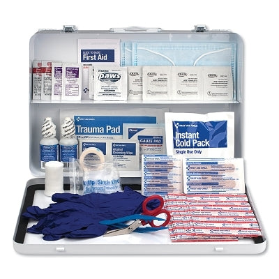 25 Person First Aid Kit, 105 Pieces, Plastic Case, Wall Mount