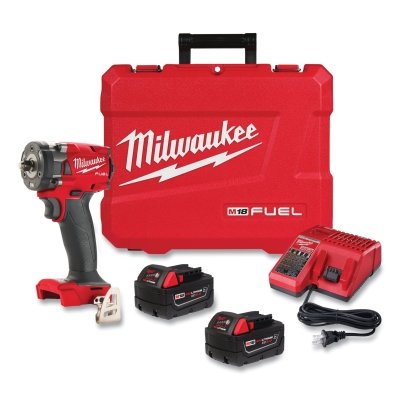 M18 FUEL Compact Impact Wrench with Friction Ring, 3/8 in, 18 V, 2500 RPM, Incl Batteries/Charger/Case