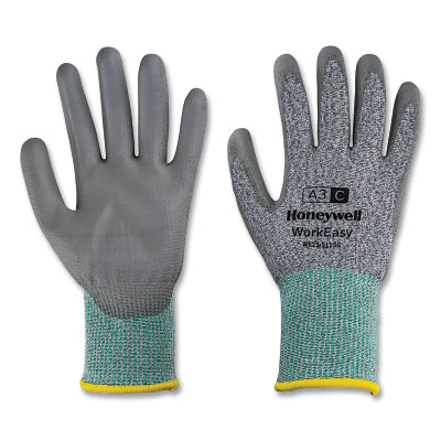 WorkEasy Gloves, 5113G, PU Palm Coating, Medium, Gray/Green