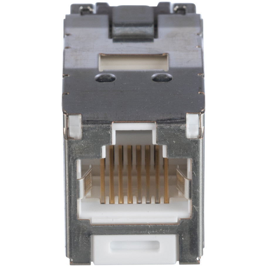 Shielded Jack Module, Cat 6A, RJ45 to RJ45, 1-Port, 8-Position, 8-Wire, White, 1.5 L x 0.74 H x 0.62 W in.