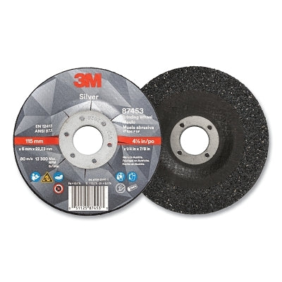 3M 051125-87453 Silver Depressed Center Grinding Wheel, 4-1/2 in dia, 1/4 in, 7/8 in Arbor, 36 Grit, Precision Shaped Ceramic