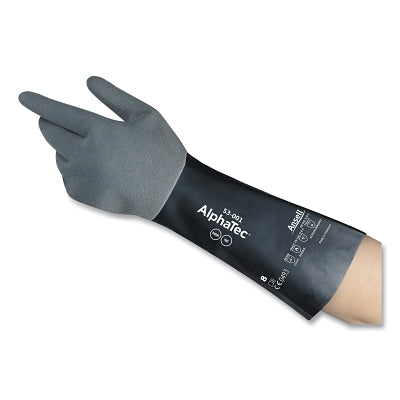 53-001 Chemical-Resistant Gloves, Size 8, Black/Gray