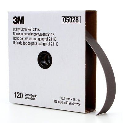 3M 051144-05028 211K Utility Cloth Rolls, 1 1/2 in, 50 yd, 120 grit