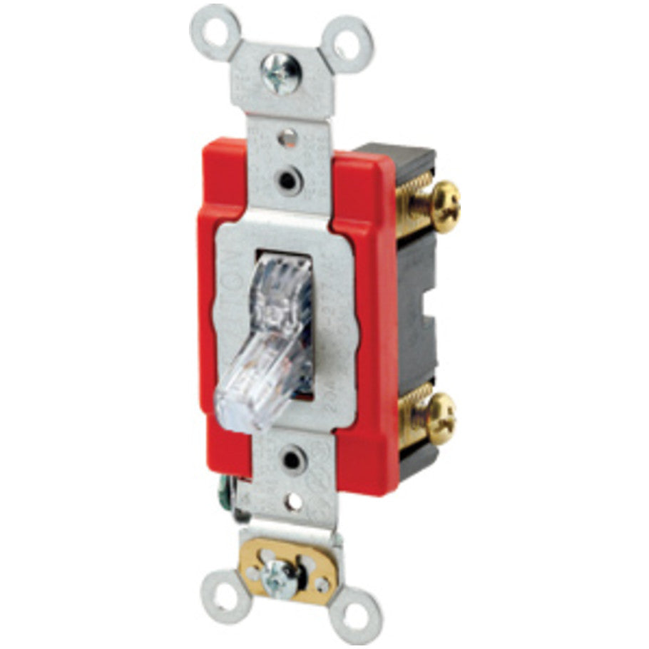 20A 120V Extra Heavy Duty Industrial 1 Pole Pilot Light Toggle AC Quiet Switch, Clear