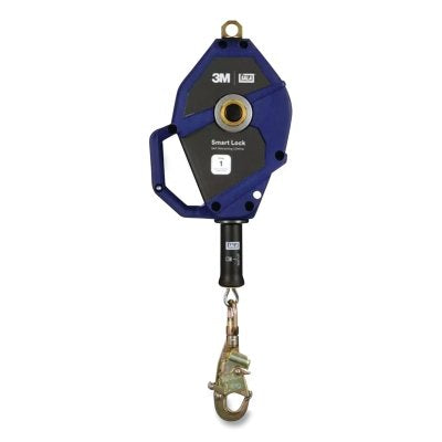3M 3503878 Smart Lock Self Retracting Lifeline, 50 ft, Carabiner, 420 lb Load Cap., Galvanized Steel, Single Leg