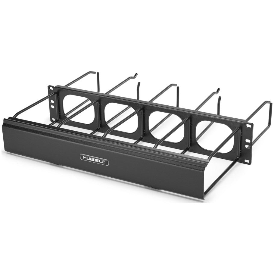 M Series Ring Cable Manager with 7 in. Front/Rear Extension   Cover, Horizontal, Black, 2 RU