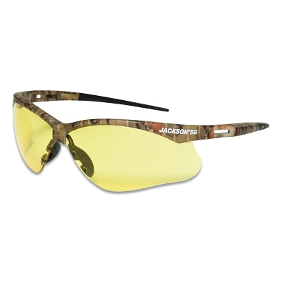 SG Series Safety Glasses, Amber Poly Lens, Sta-Clear Anti-Fog, Camo Poly Half-Frame