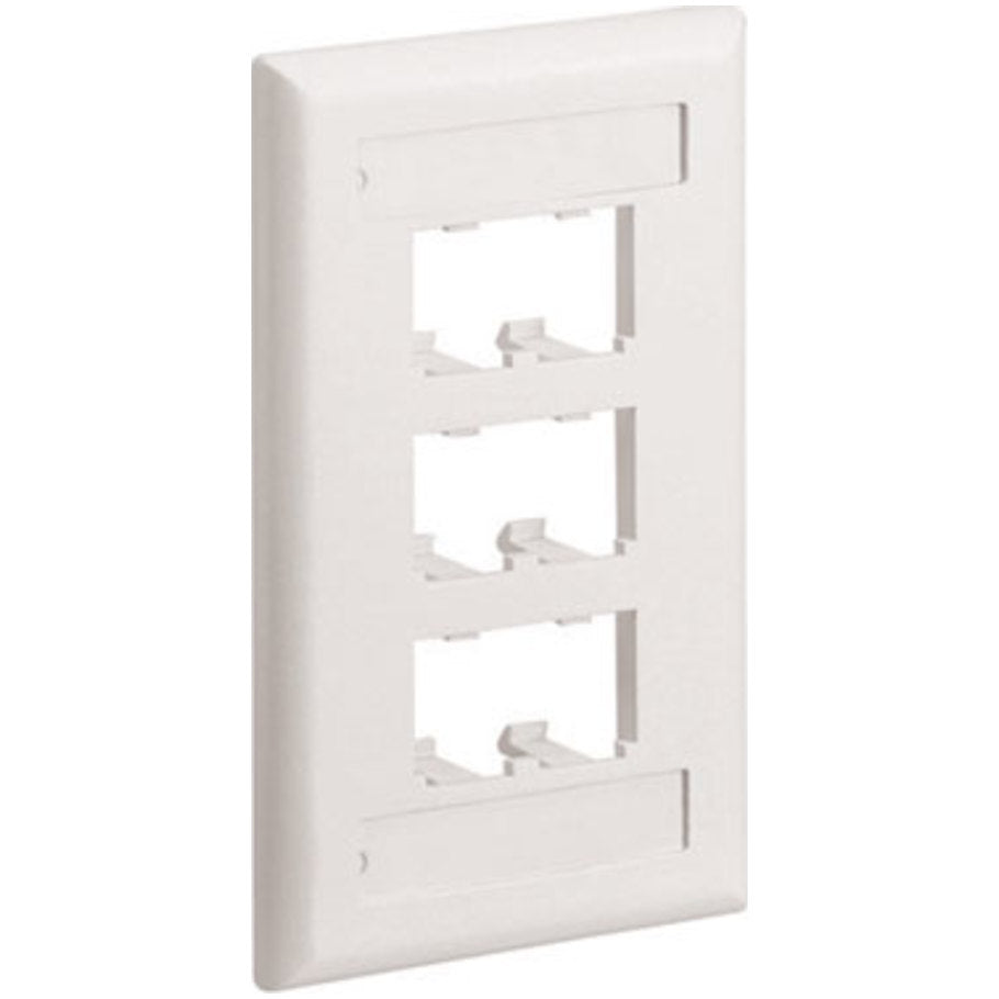 Mini-Com Classic Series, 1 Gang, Vertical Faceplate, 6-Port, Off White