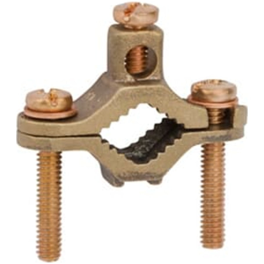 Blackburn Ground Clamp, Cast Bronze, Rated for Direct Burial, 1/2 to 1 in., 10 to 2 AWG