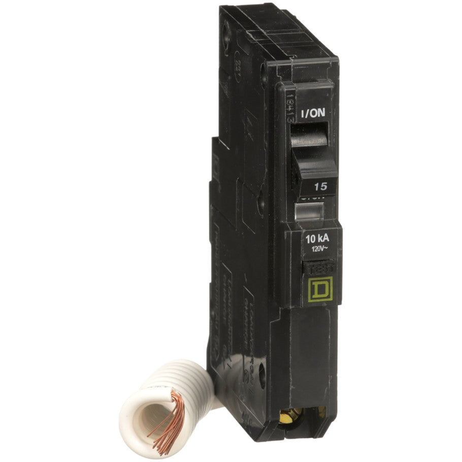 Mini circuit breaker, QO, 15A, 1 pole, 120VAC, 10kA, plug in, 30mA grd fault B  TAA