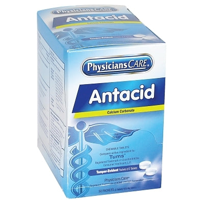 PhysiciansCare Antacid Medication, Calcium Carbonate 420 mg, 2 pk/50 pk per Box