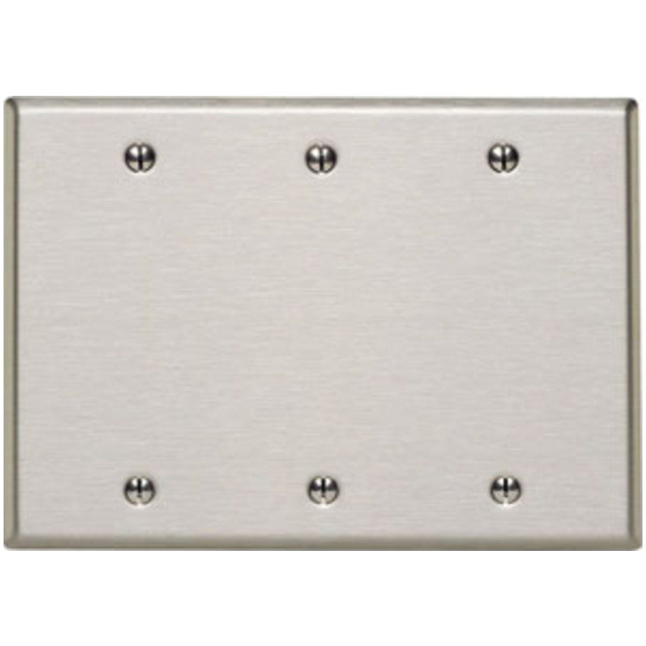 3 Gang Blank Box Mounted Stainless Steel Wall Plate