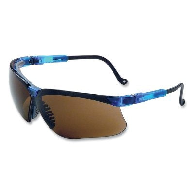 Uvex Genesis Safety Eyewear, S3241, Espresso Tint, Ultra-dura HC Coating, Polycarbonate Lens/Frame, Vapor Blue