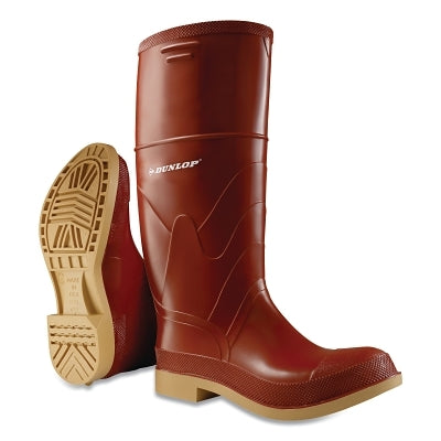 Superpoly Steel Toe Rubber Boots, Men's 7, 16 in Boot, Polyurethane/PVC, Burgundy/Tan