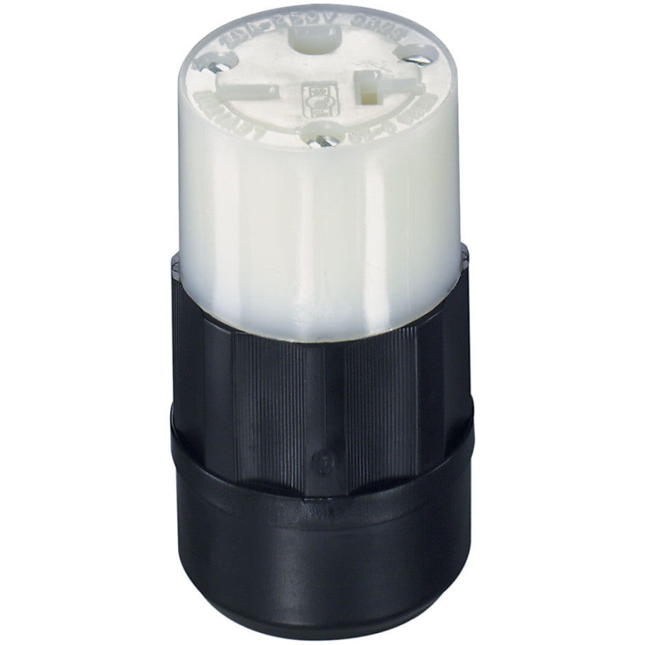 Black   White Straight Blade Connector, Industrial Grade, 20A 250V, 2P3W