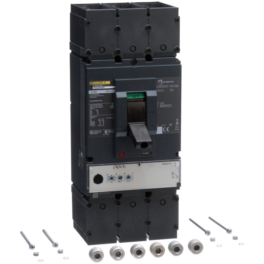 PowerPact Circuit Breaker, L-Frame, Unit Mount, 18kA, 600 Vac, 3-Pole, 400A