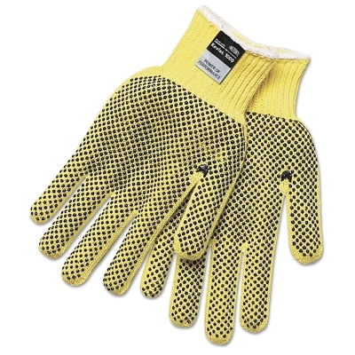 2-Sided PVC Dotted Gloves, Large, Yellow/Black PVC Dots