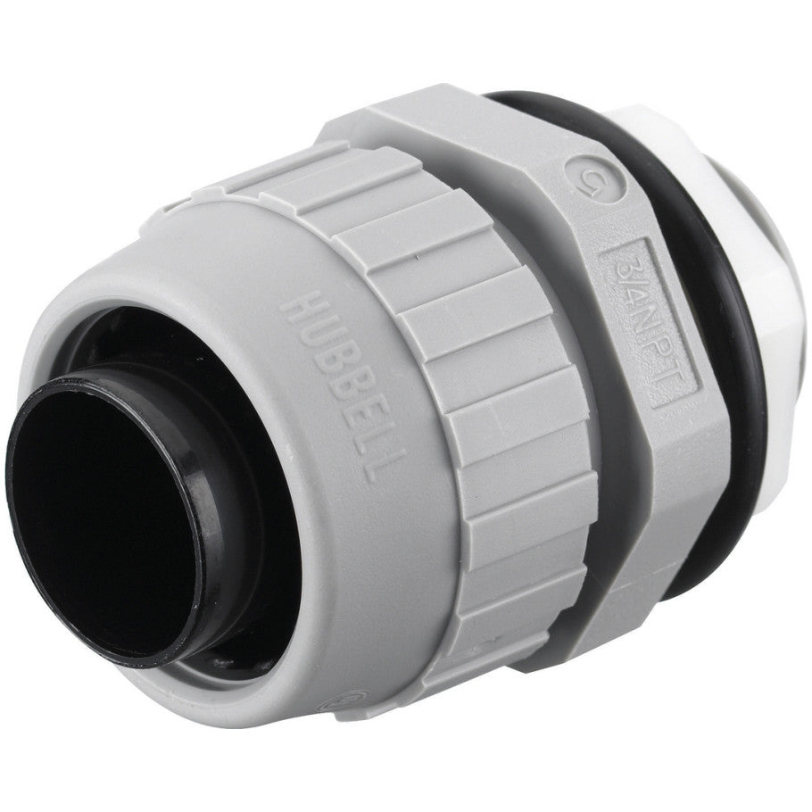 Liquid Tight Connector, Nylon, Straight, Gray, 3/4 in.
