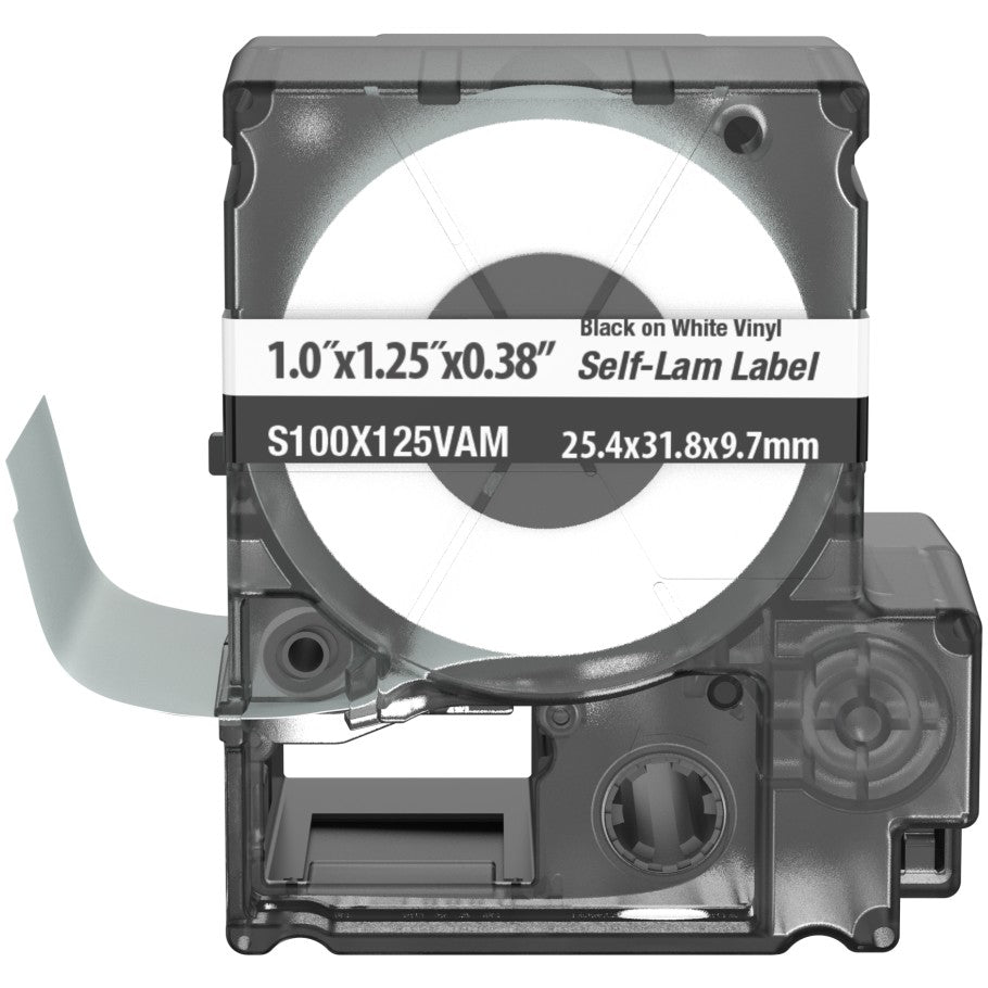PXE S100X125VAM MP Printer Self-Lam Label, Vinyl, White, 1.25"x1", 0.38"POH