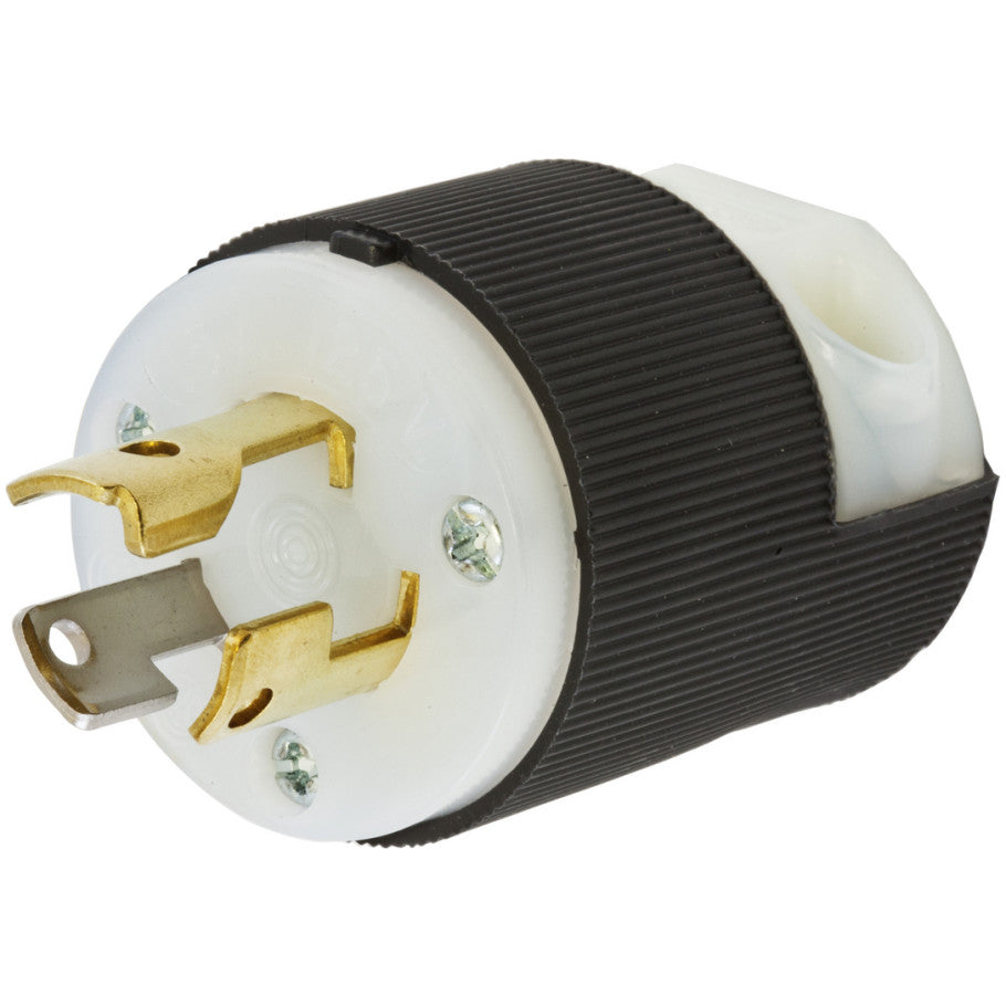 Twist-Lock Locking Plug, 15A, 125V, 2P3W, Black and White
