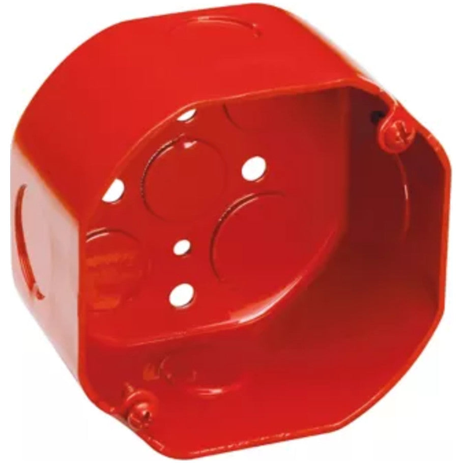 Red 4 in. Octagonal Outlet Boxes, 1/2 and 3/4 in. Knockouts, No Bracket