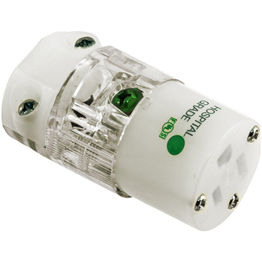 Hospital Grade Receptacle, 15 A, 125 V, 2-Pole, 3-Wire, NEMA Type 5-15R, Clear