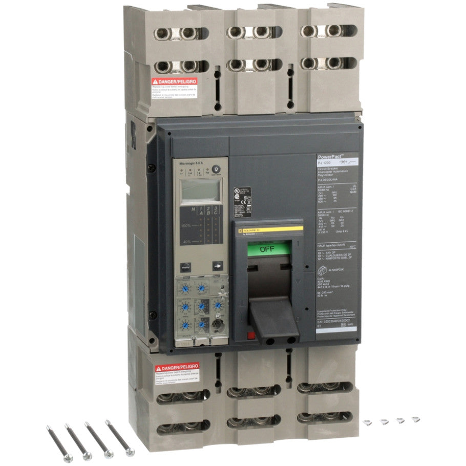 Molded Case Circuit Breaker, 600V 1200A,100-1200A,100kA 240Vac - 65kA 480Vac 25kA 600Vac,1200A,16.20 in.,3-Phase, 40deg Celsius