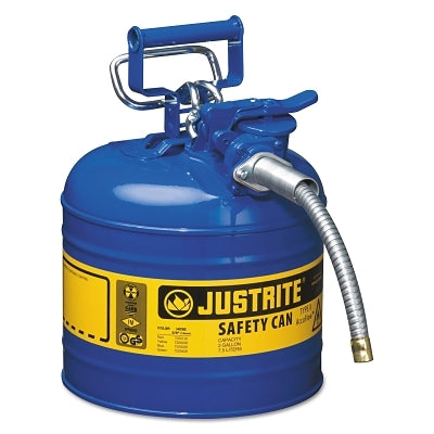Type II AccuFlow Safety Can, Kerosene, 2 gal, Blue, Includes 5/8 in OD Flexible Metal Hose
